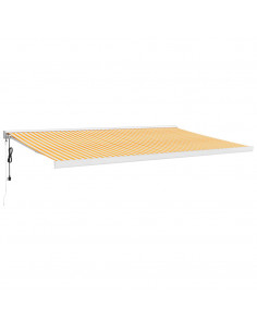 Tenda Sole Retrattile Gialla e Bianca 5x3 m Tessuto e Alluminio 2