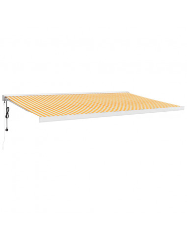 Tenda Sole Retrattile Gialla e Bianca 5x3 m Tessuto e Alluminio
