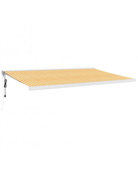 Tenda Sole Retrattile Gialla e Bianca 5x3 m Tessuto e Alluminio