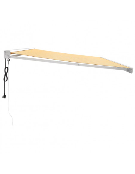 Tenda Sole Retrattile Gialla e Bianca 5x3 m Tessuto e Alluminio