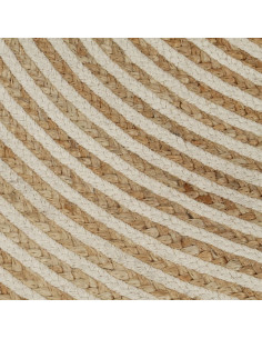Tappeto Lavorato a Mano in Juta Design a Spirale Bianco 120 cm