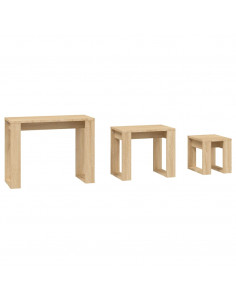 Tavolini Impilabili 3 pz Rovere Sonoma in Legno Multistrato