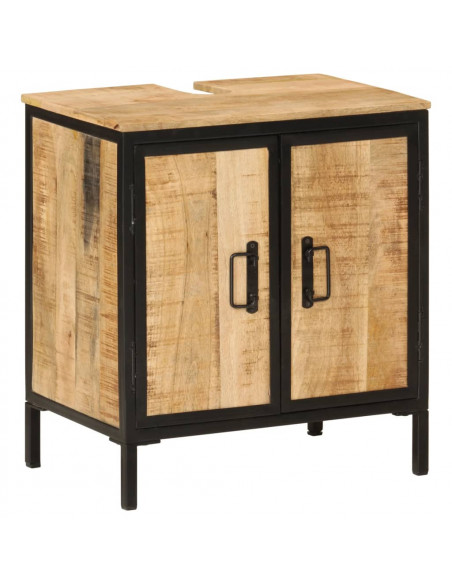 Set Mobili da Bagno 2pz in Ferro e Legno Massello di Mango