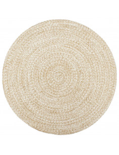 Tappeto Lavorato a Mano in Juta Bianco e Marrone 210 cm 2