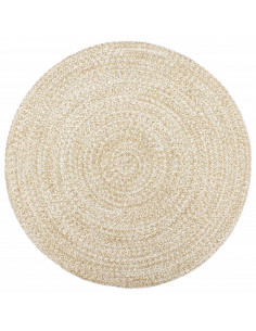 Tappeto Lavorato a Mano in Juta Bianco e Marrone 240 cm 2