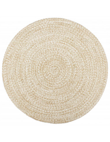 Tappeto Lavorato a Mano in Juta Bianco e Marrone 240 cm