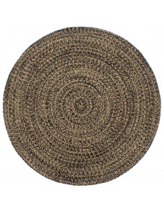 Tappeto Lavorato a Mano in Juta Nero e Marrone 240 cm 2