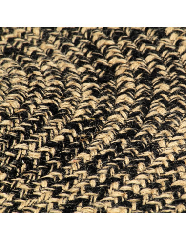 Tappeto Lavorato a Mano in Juta Nero e Marrone 240 cm