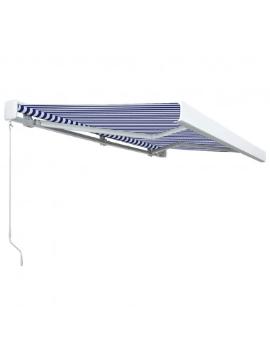 Tenda a Cassonetto Manuale 450x300 cm Blu e Bianca