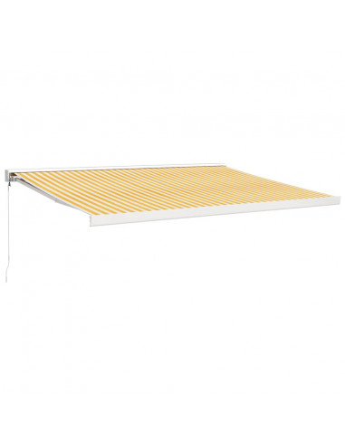 Tenda Retrattile Gialla e Bianca 4,5x3 m in Tessuto e Alluminio