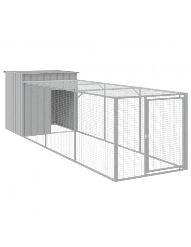 Pollaio Area Corsa Grigio Chiaro 110x405x110 cm Acciaio Zincato