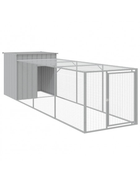 Pollaio Area Corsa Grigio Chiaro 110x405x110 cm Acciaio Zincato