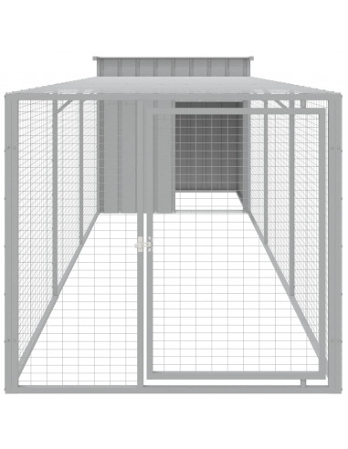 Pollaio Area Corsa Grigio Chiaro 110x405x110 cm Acciaio Zincato