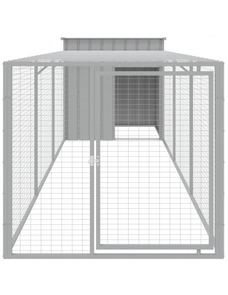 Pollaio Area Corsa Grigio Chiaro 110x405x110 cm Acciaio Zincato