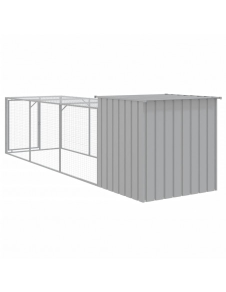 Pollaio Area Corsa Grigio Chiaro 110x405x110 cm Acciaio Zincato