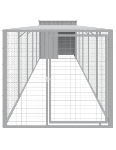 Pollaio Area Corsa Grigio Chiaro 110x609x110 cm Acciaio Zincato