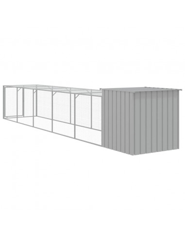 Pollaio Area Corsa Grigio Chiaro 110x609x110 cm Acciaio Zincato