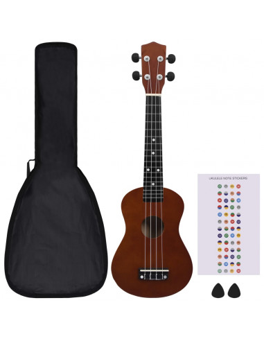 Set Ukulele Soprano con Borsa per Bambini Legno Naturale 23"