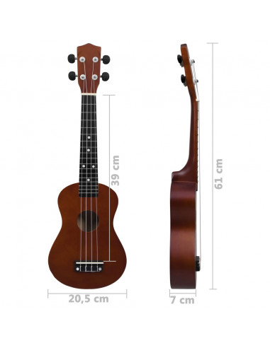Set Ukulele Soprano con Borsa per Bambini Legno Naturale 23"