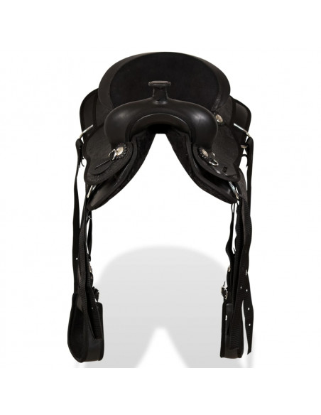 Sella Western Testiera e Pettorale in Vera Pelle 13" Nero