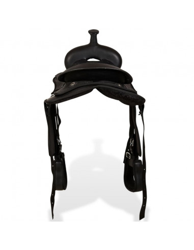 Sella Western Testiera e Pettorale in Vera Pelle 13" Nero