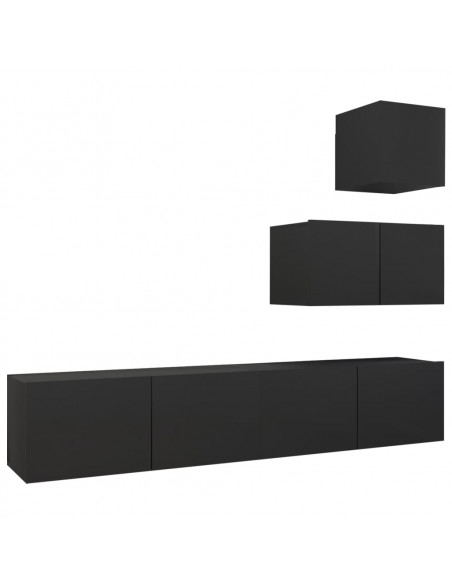 Set di Mobili Porta TV 4 pz Nero in Legno Multistrato