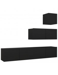Set di Mobili Porta TV 4 pz Nero in Legno Multistrato 2