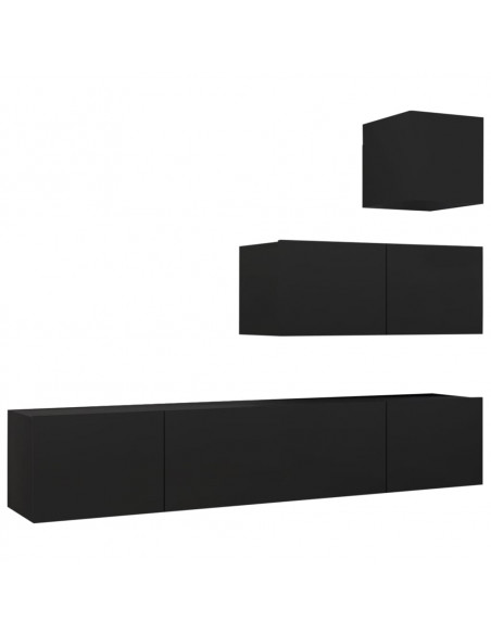 Set di Mobili Porta TV 4 pz Nero in Legno Multistrato