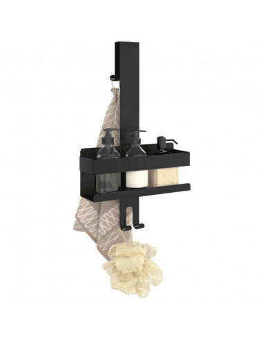 Mensola Doccia Pensile Nero Opaco Acciaio Inox 304 Spazzolato