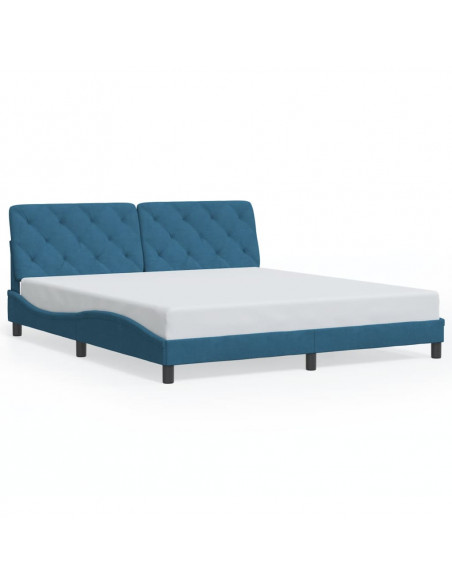 Giroletto con Testiera Blu 180x200 cm in Velluto