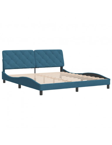 Giroletto con Testiera Blu 180x200 cm in Velluto