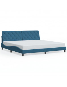 Giroletto con Testiera Blu 200x200 cm in Velluto 2