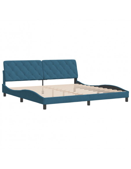 Giroletto con Testiera Blu 200x200 cm in Velluto