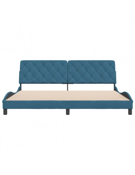 Giroletto con Testiera Blu 200x200 cm in Velluto