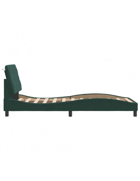Giroletto con Luci LED Verde Scuro 90x190 cm in Velluto