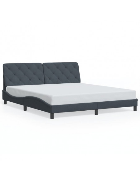 Giroletto con Testiera Grigio Scuro 200x200 cm in Velluto