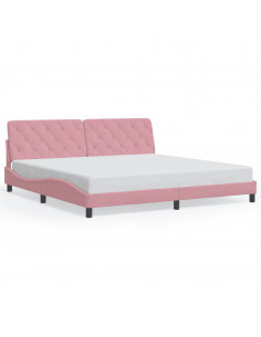 Giroletto con Testiera Rosa 200x200 cm in Velluto 2