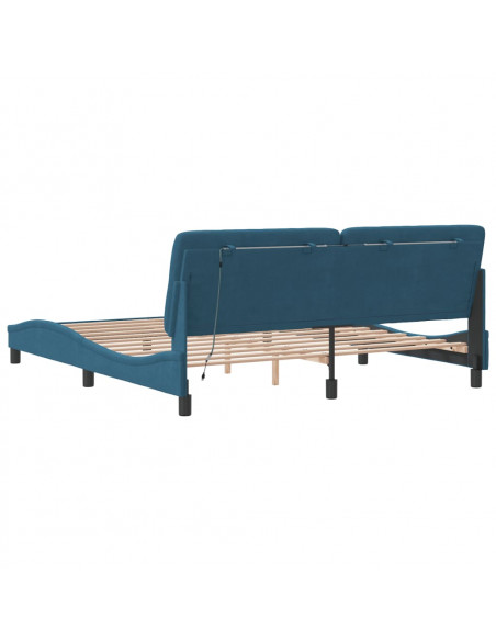 Giroletto con Luci LED Blu 180x200 cm in Velluto