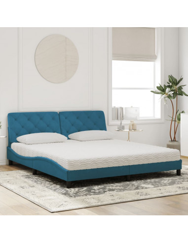 Letto con Materasso Blu 180x200 cm in Velluto
