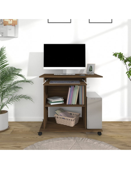 Scrivania Computer Rovere Marrone 80x50x75 cm Legno Multistrato