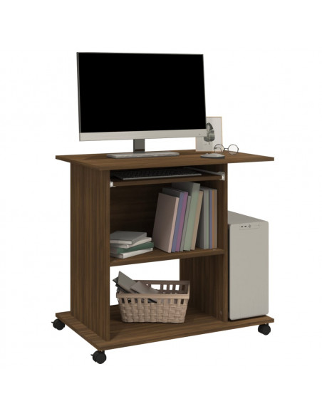 Scrivania Computer Rovere Marrone 80x50x75 cm Legno Multistrato