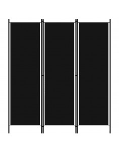 Paravento a 3 Pannelli Nero 150x180 cm 2