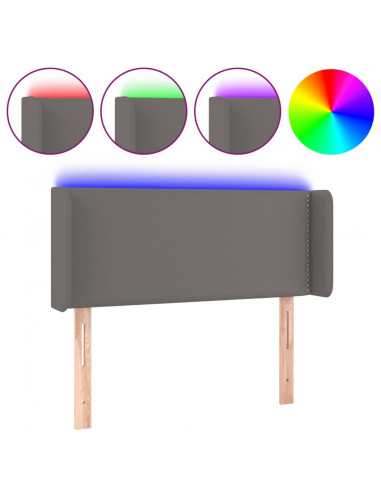 Testiera a LED Grigio 93x16x78/88 cm in Similpelle