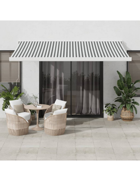 Tenda Retrattile Antracite e Bianca 4,5x3 m Tessuto e Alluminio