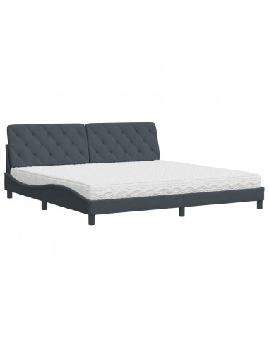 Letto con Materasso Grigio Scuro 200x200 cm Velluto