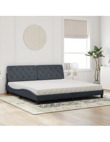 Letto con Materasso Grigio Scuro 200x200 cm Velluto