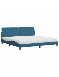 Letto con Materasso Blu 200x200 cm Velluto 2