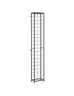 Portavini da 57 Bottiglie Nero 34x18x200cm in Ferro Battuto
