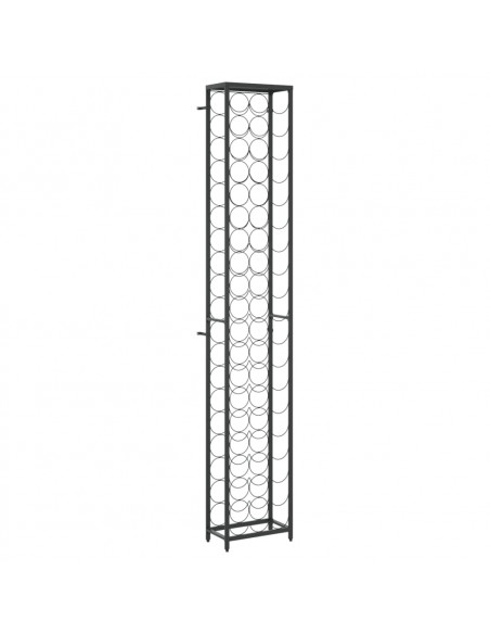 Portavini da 57 Bottiglie Nero 34x18x200cm in Ferro Battuto