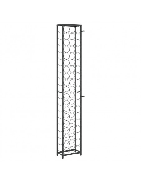 Portavini da 57 Bottiglie Nero 34x18x200cm in Ferro Battuto
